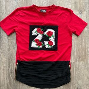 EUC Street Jean #23 embroidered rose tee